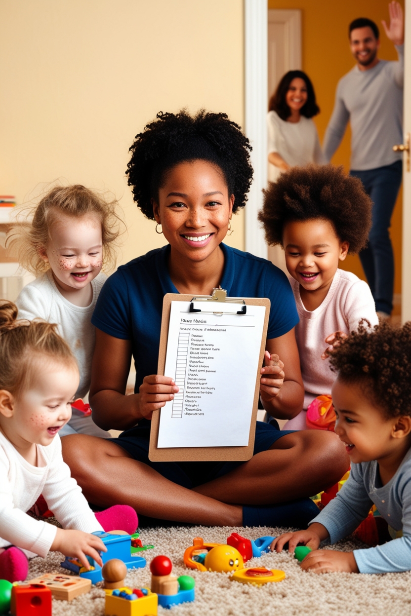 nanny, happy parents